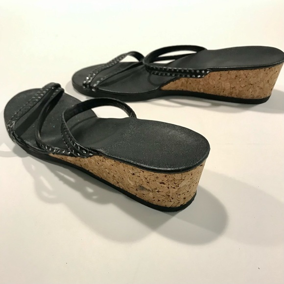 Handmade Black Wedge Sandals - Picture 5 of 7